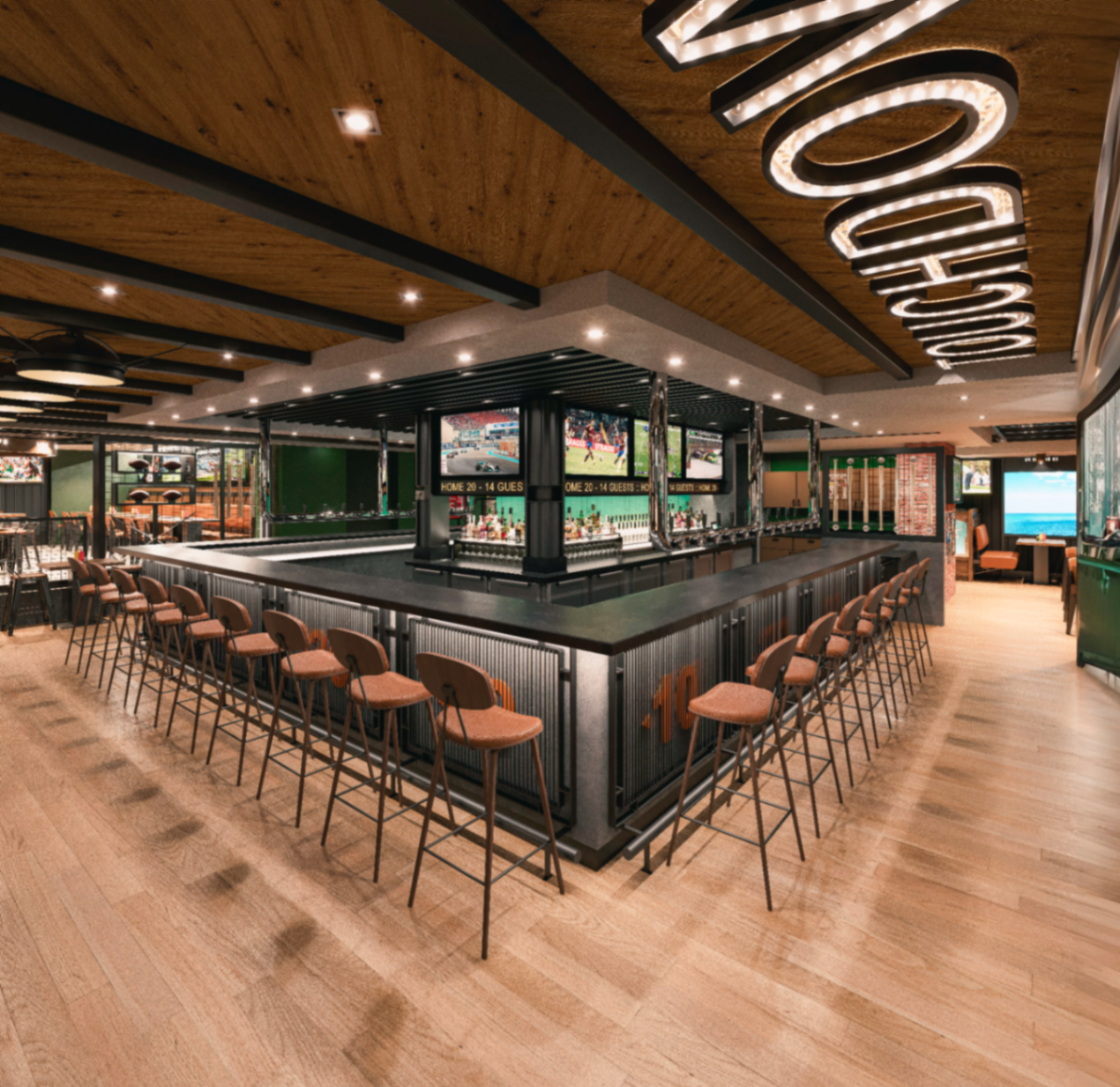 Onboard sports bar screens